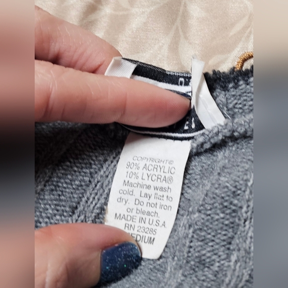 Vintage 80’s Adele Knitwear Cable Winter Sweater Women’s Medium USA Made Gray - Picture 5 of 7